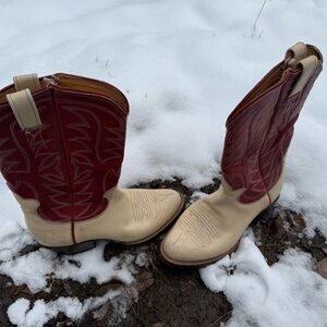 Men's Red and Cream Western Boots